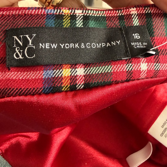 New York & Company Vibrant Red Plaid Midi Skirt - Picture 5 of 6